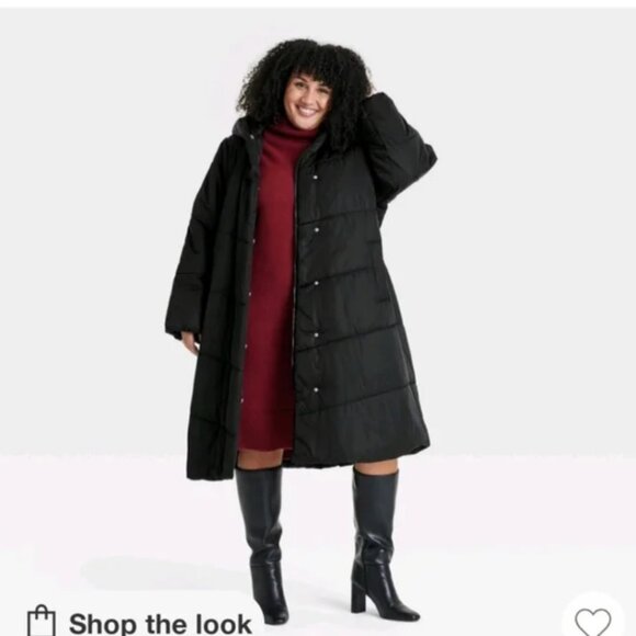 Ava & Viv Jackets & Blazers - Women's Long Black Puffer Coatv- Ava & Viv Black 2X